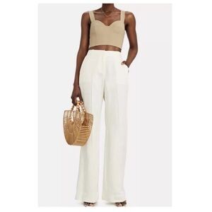 Derek Lam 10 Crosby Elegant White Women's Wide-Leg Flared Linen Pants